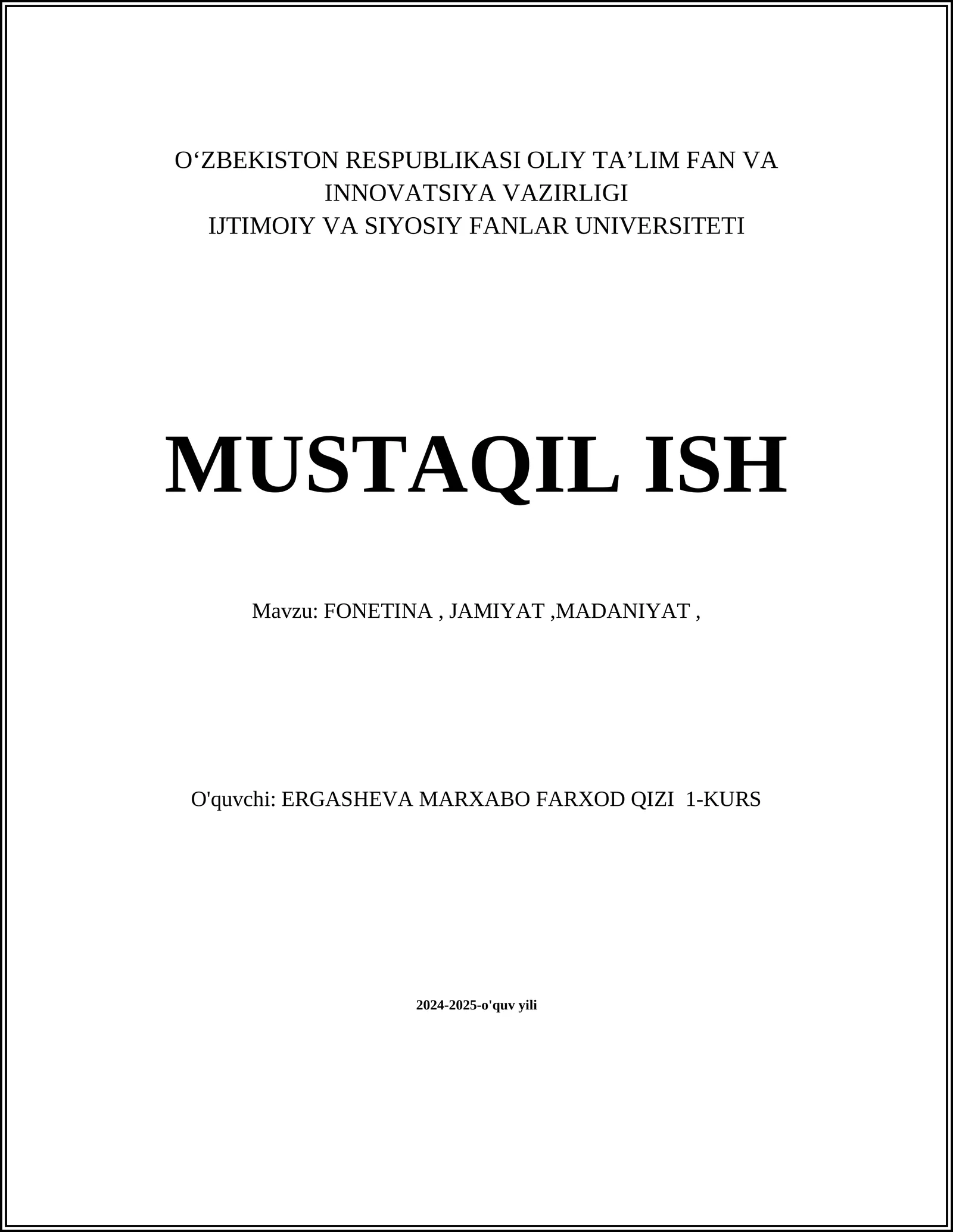FONETINA, JAMIYAT,MADANIYAT