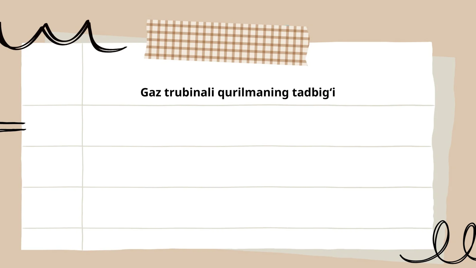 Gaz trubinali qurilmaning tadbigʻi