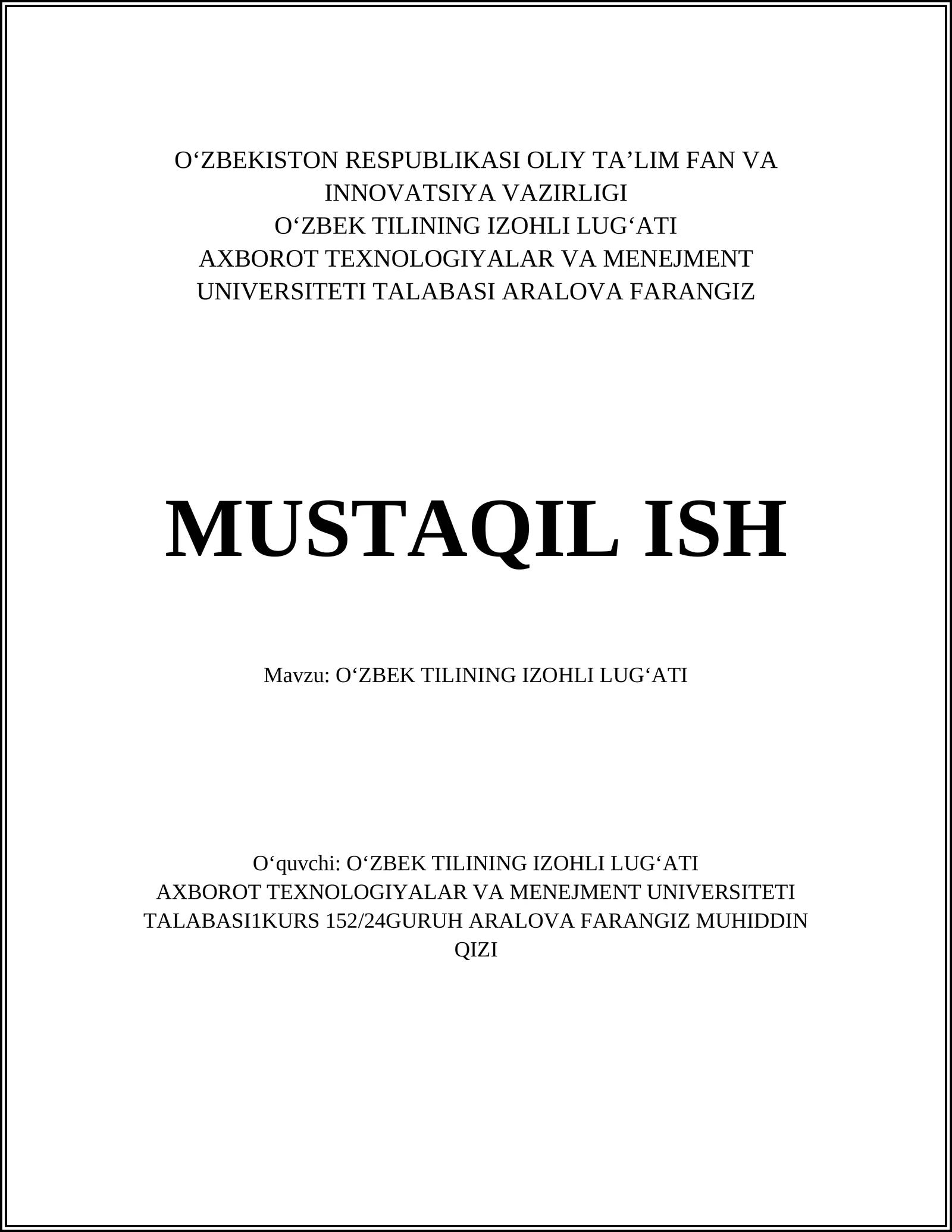 Oʻzbek Tilining Izohli Lugʻati