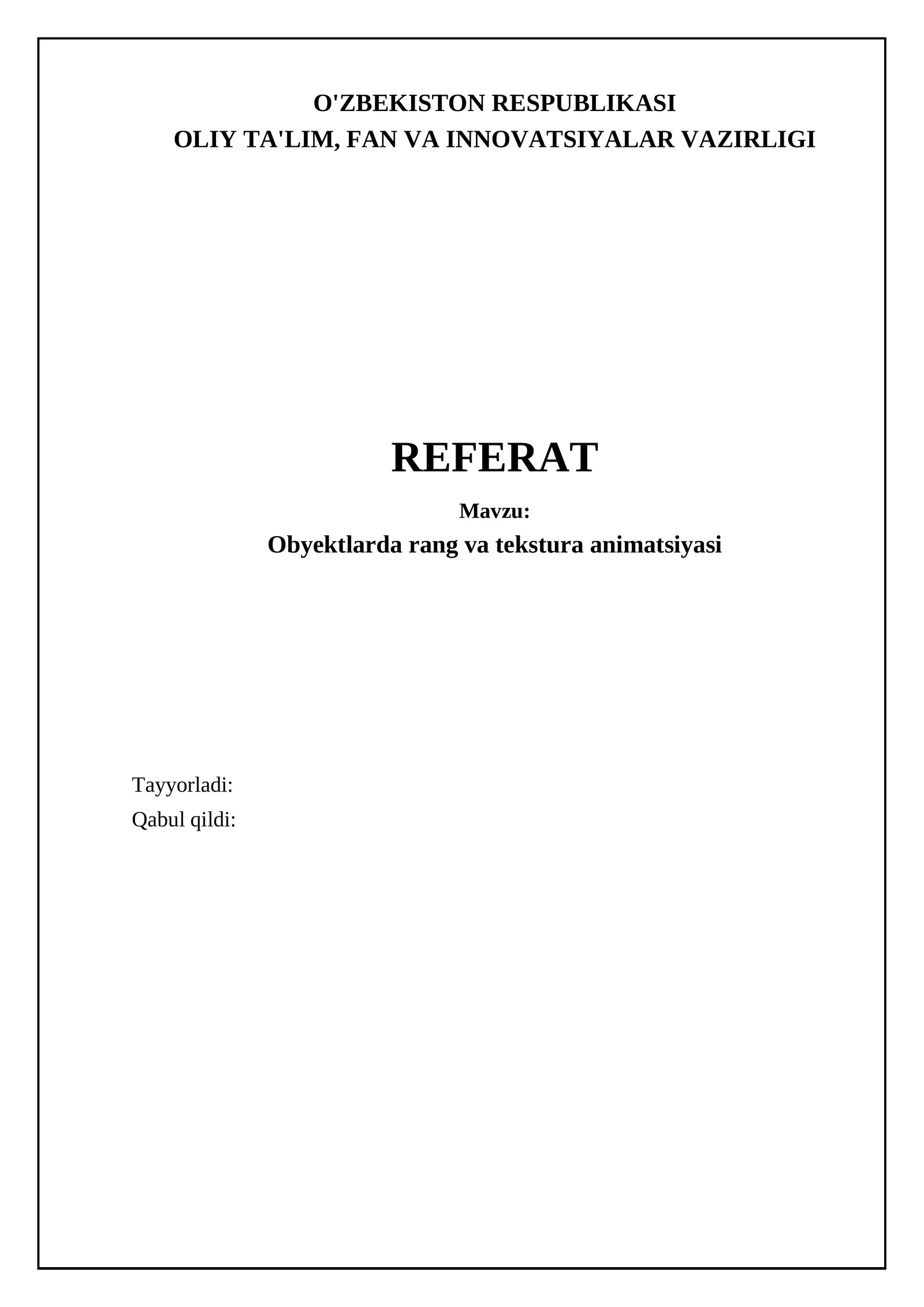 Obyektlarda rang va tekstura animatsiyasi