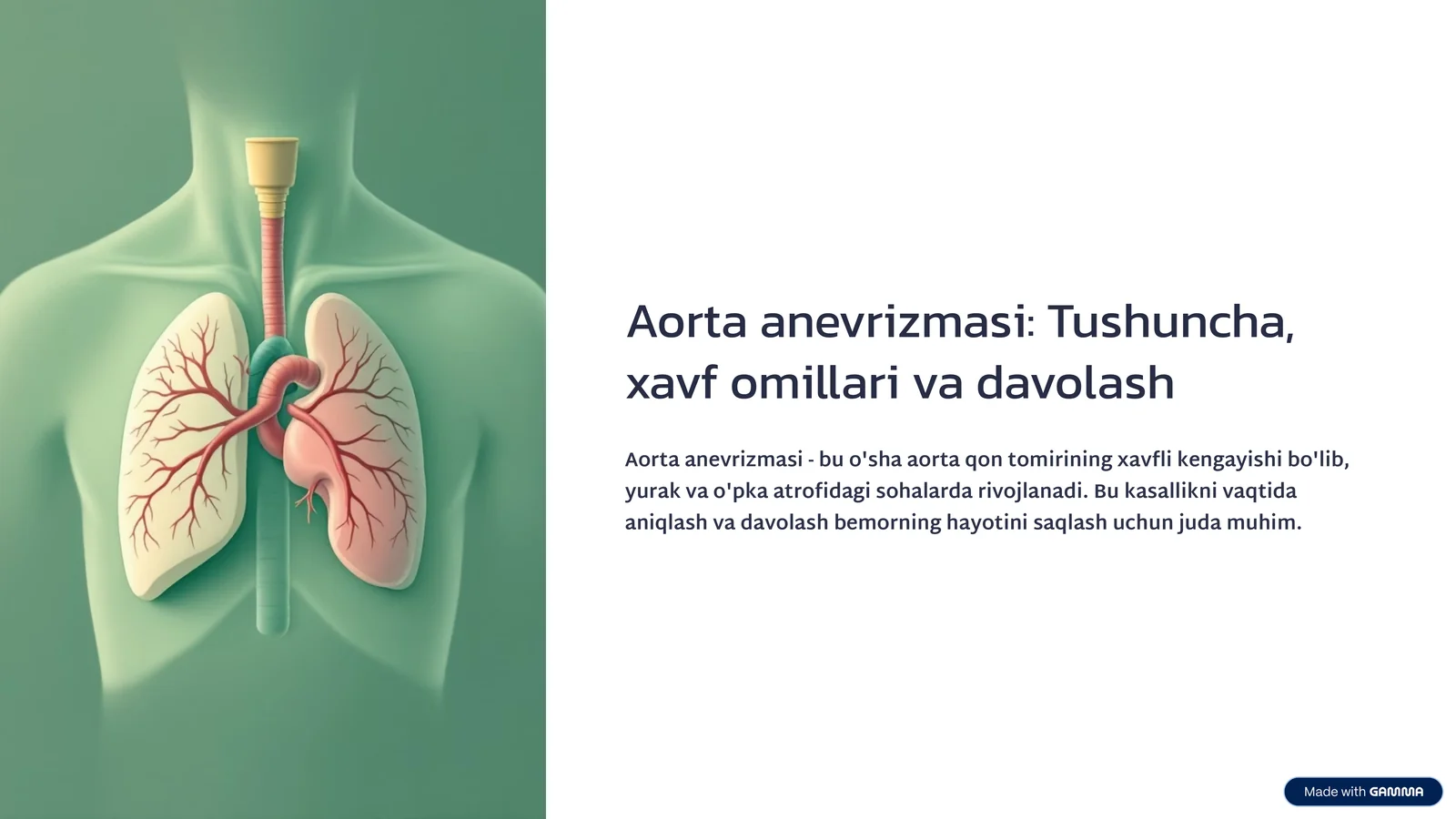 Aorta anevrizmasi: Tushuncha, xavf omillari va davolash
