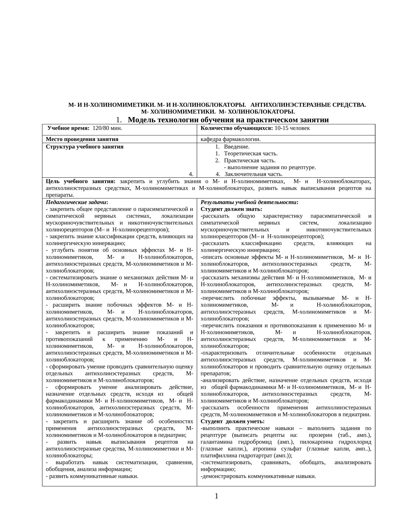 М- И Н-ХОЛИНОМИМЕТИКИ