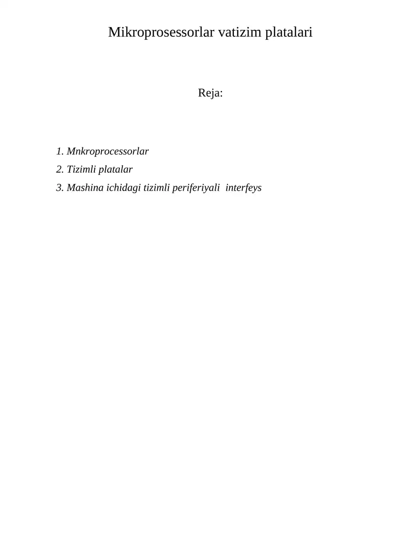 Mikroprosessorlar vatizim platalari