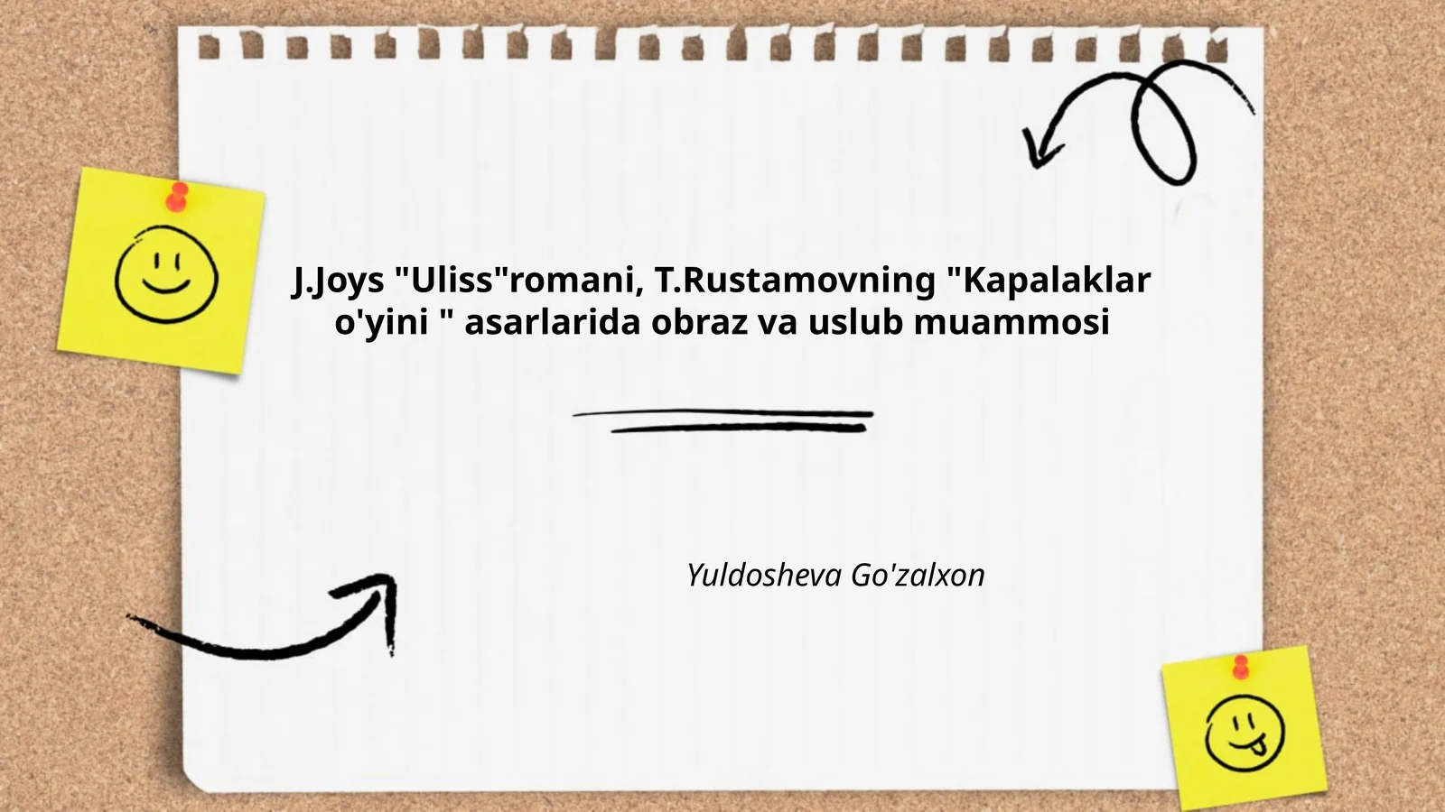 Uliss romani va Kapalaklar o'yini asarlari