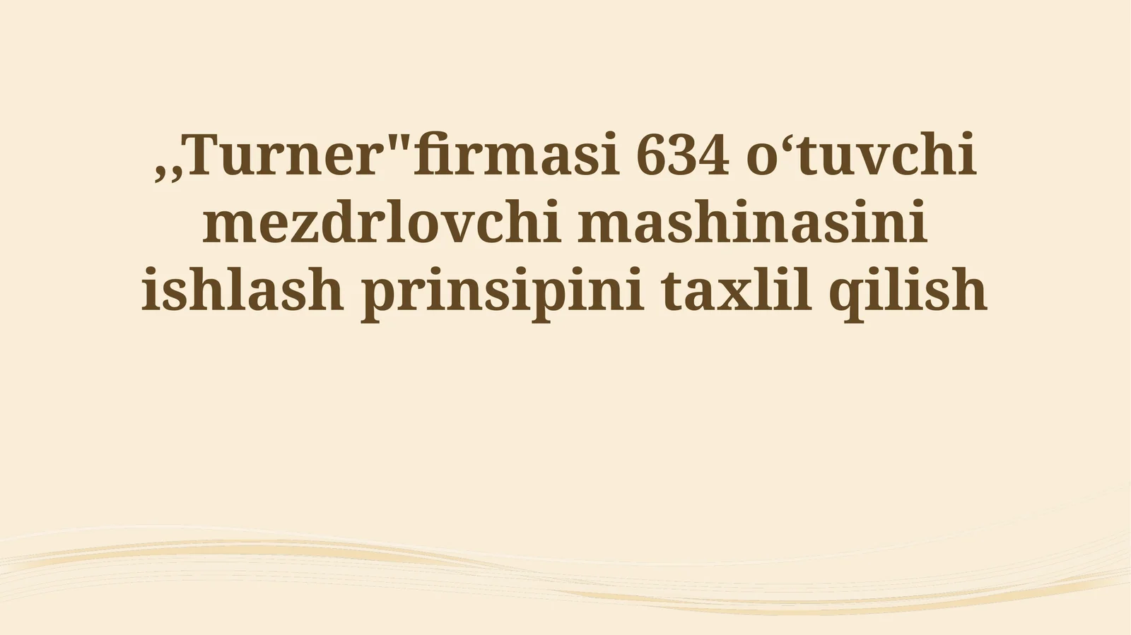 Turner 634 Mashinasi