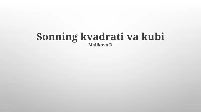 Sonning kvadrati va kubi