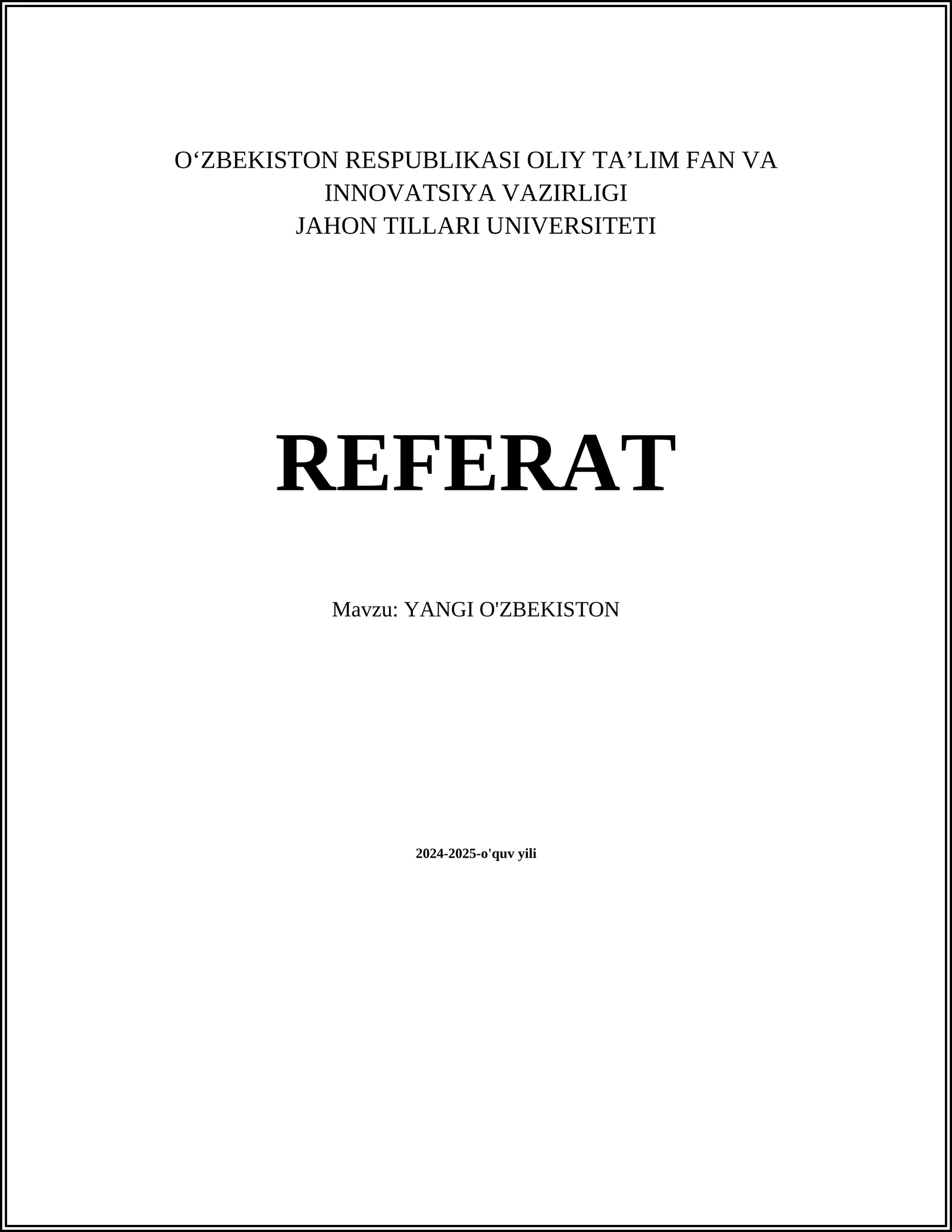YANGI O'ZBEKISTON 2024-2025-o'quv yili