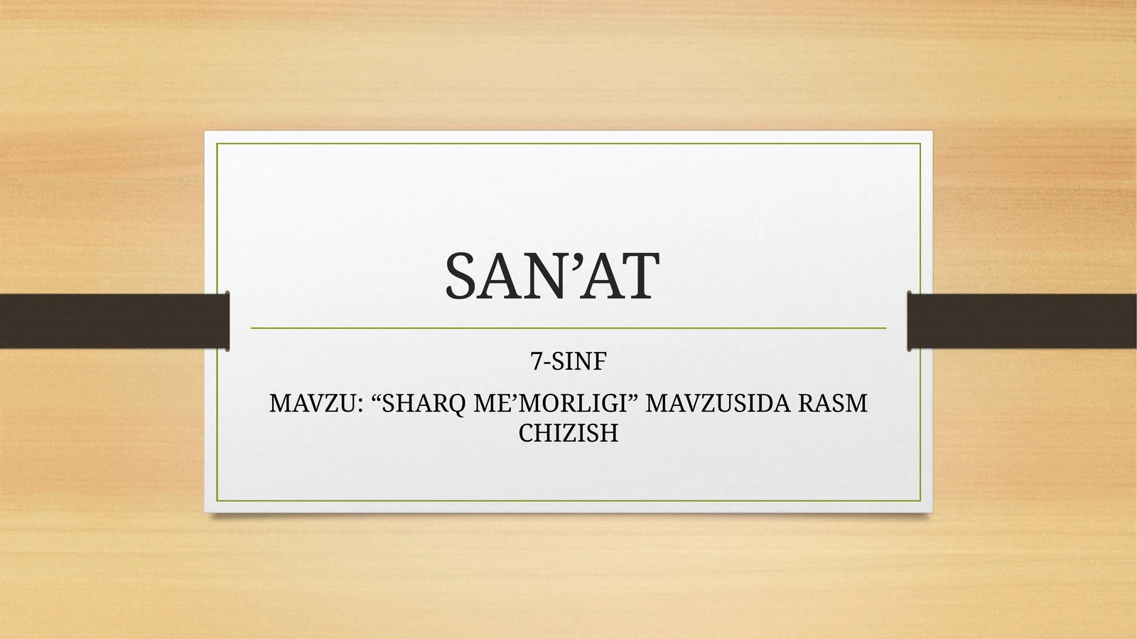 “SHARQ ME’MORLIGI” MAVZUSIDA RASM CHIZISH