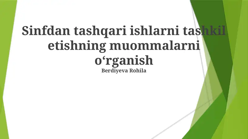 Qo'shimcha mashg'ulotlarni tashkil etish muammolari